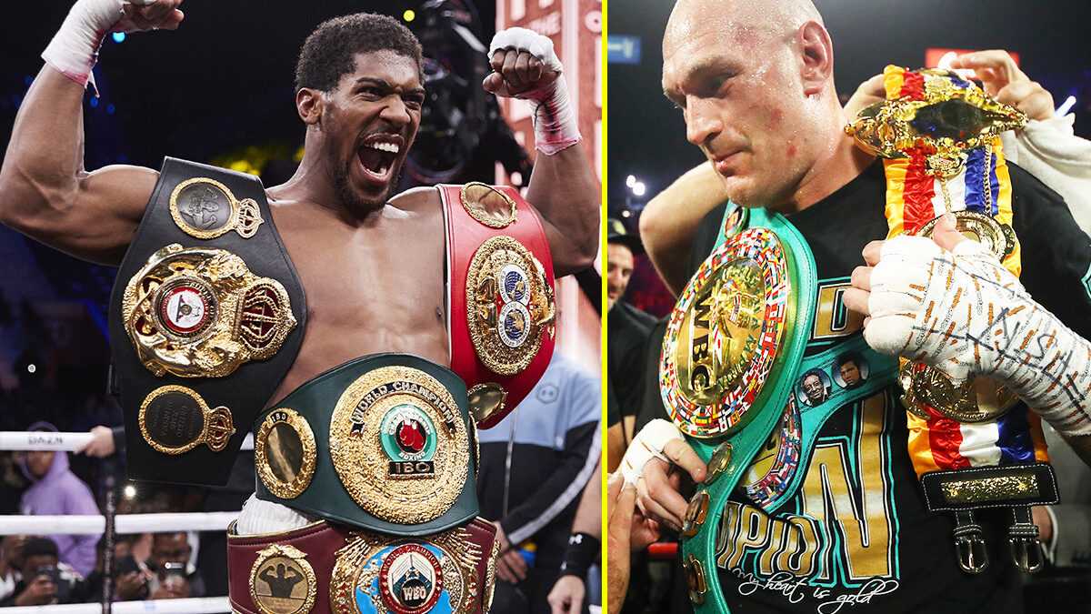 Tyson Fury et Anthony Joshua face à face - le combat de l'ère boxe poids lourds