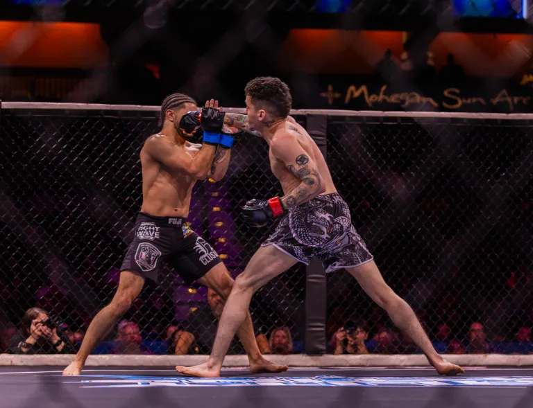 Jiu-Jitsu vs Boxing - pratiquant BJJ en kimono blanc face à boxeur avec gants blancs - quel sport de combat choisir